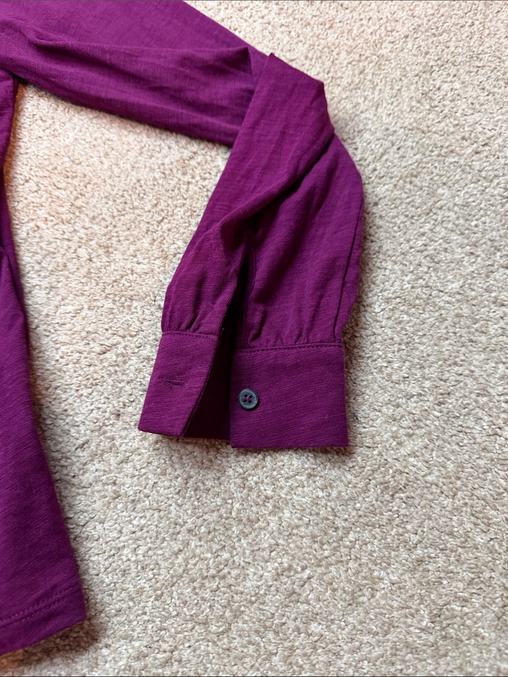 Purple Boden Ruffle Front Button-Up Top - Picture 4 of 5